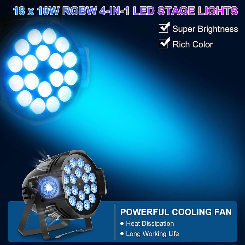 Stage Lights Led Par Light 180W Rgbw 4-In-1 Uplights, Stage