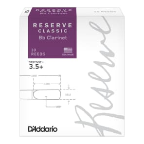 Rico DCT10355 Reserve Classic Bb Clarinet Reeds - Strength 3.5+ (10-Pack)