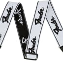 Fender Weighless Running Logo Guitar Strap - White & Black