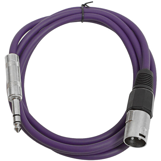Seismic Audio SATRXL-M6PURPLE XLR Male to 1/4" TRS Male Patch Cable - 6' image 1