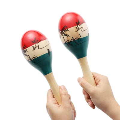 Maracas Large Colorful Wood Rumba Shakers Rattle Hand Percussion Of Sand Of The Hammer Great Musical Instrument With Salsa Rhythm For Party,Games. (Colorful) image 2