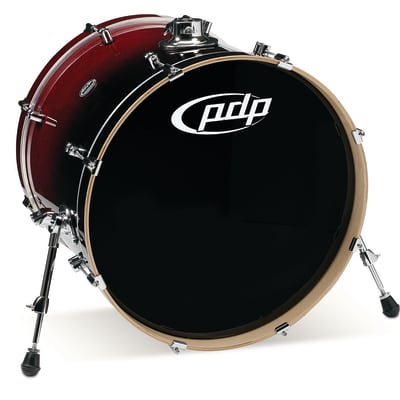 PDP Concept Maple 18x22 Bass Drum - Red to Black Sparkle image 1