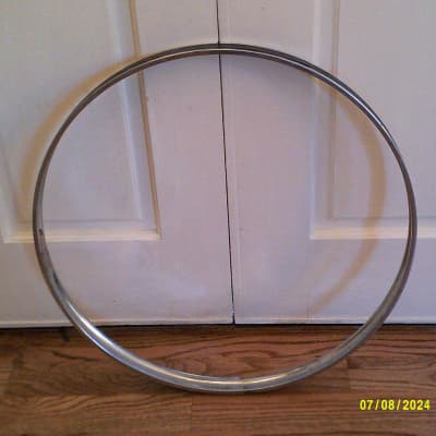 Pearl Vintage 24 Inch Bass Drum Hoop, Chrome Hoop, Black Inlay - Excellent! image 2