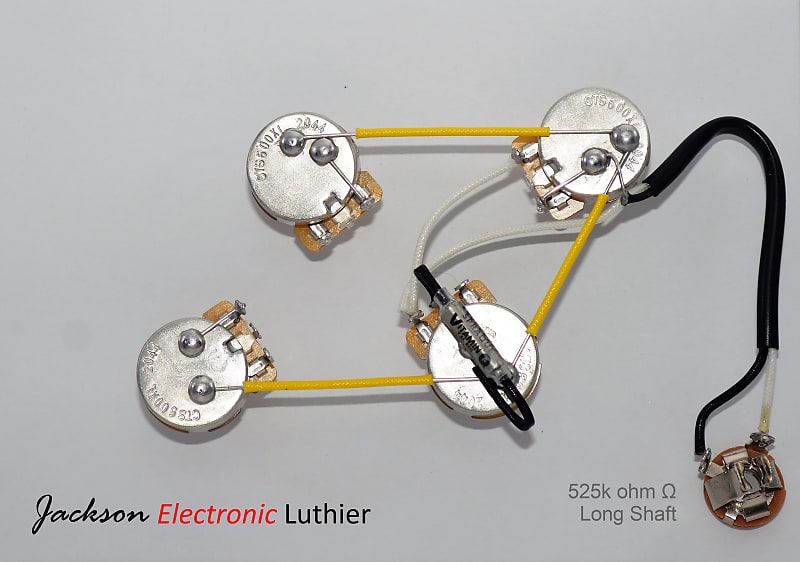 Les Paul Wiring Harness 3 Pickup 525k Cts Long Shaft Reverb 8996