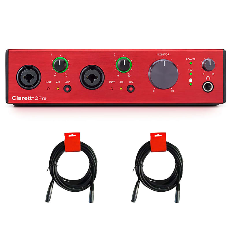Clarett+　Audio　Interface　10-in　2Pre　Focusrite　with　Cable　2x　4-out　XLR-XLR　Bundle　Reverb