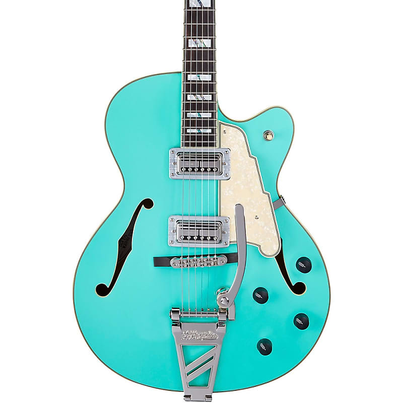 D'Angelico Deluxe Series 175 With TV Jones Humbuckers Limited-Edition Hollowbody Electric Guitar Matte Surf Green image 1