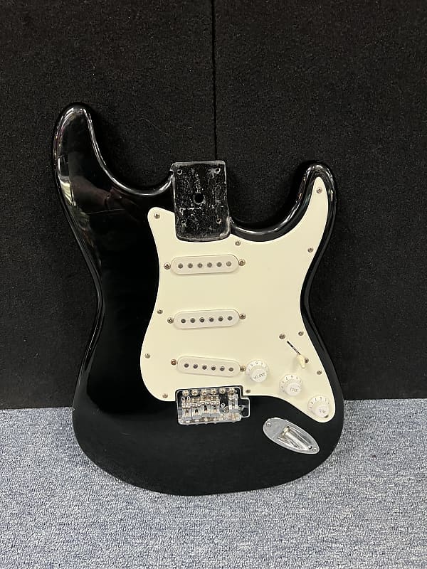 Unbranded Stratocaster Strat Electric guitar body w/loaded pickguard- Black  Squier? 5lbs 12oz image 1