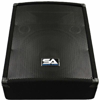 Seismic Audio - SA-10MT-PW - Powered 2-Way 10 Floor / Stage Monitor Wedge  Style with Titanium Horn - 250 Watts RMS - PA/DJ Stage, Studio, Live Sound