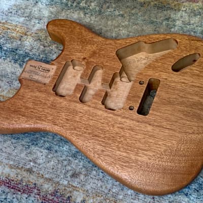 All-Natural Series: Light African Mahogany Strat (Woodtech, USA) Finished in Linseed Oil & Beeswax image 9