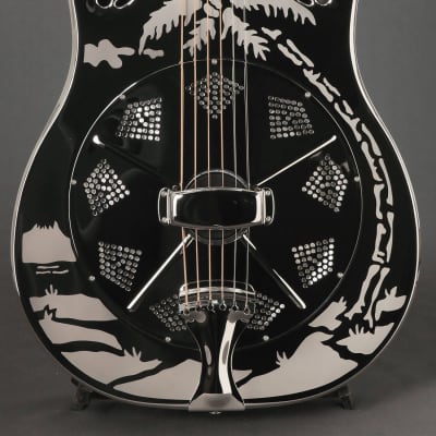 National Reso-Phonic Style O Brass Bodied 12 Fret 2023 Mirror Nickel with Deco Palm Tree Design - IN STOCK NOW! image 2