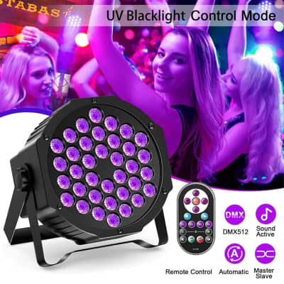 Rechargeable Black Lights For Glow Party Halloween Battery Powered Portable  Black Light Dmx Sound Activated Control 36 Led Uv Wireless Uplights For  Glow In The Dark Parties Dj Disco Events Bar