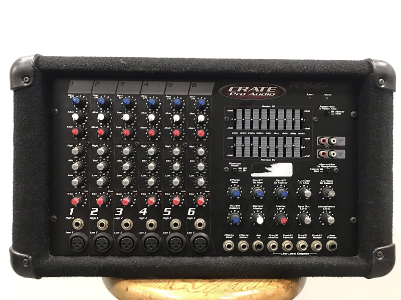 CratePCM 6+ Powered 6 Channel Mixer, Black Reverb