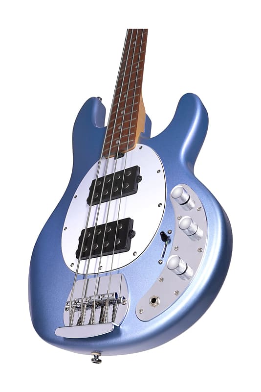 Sterling by Music Man StingRay Ray4 HH Lake Blue Metallic Bass Guitar image 1