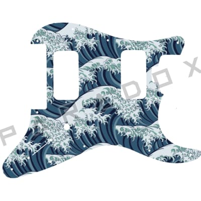 Custom Pickguard For 2021 Made in America Charvel So-Cal Custom Shop HH - Japanese Wave Tattoo Graphic .090"