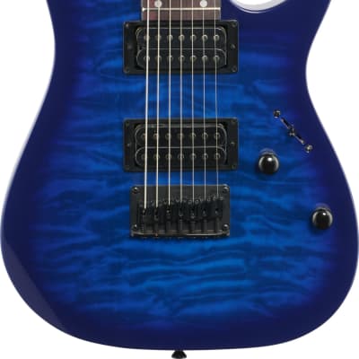 Ibanez GRG7221QA RG Gio 7-String Electric Guitar, Transparent Blue Burst image 1