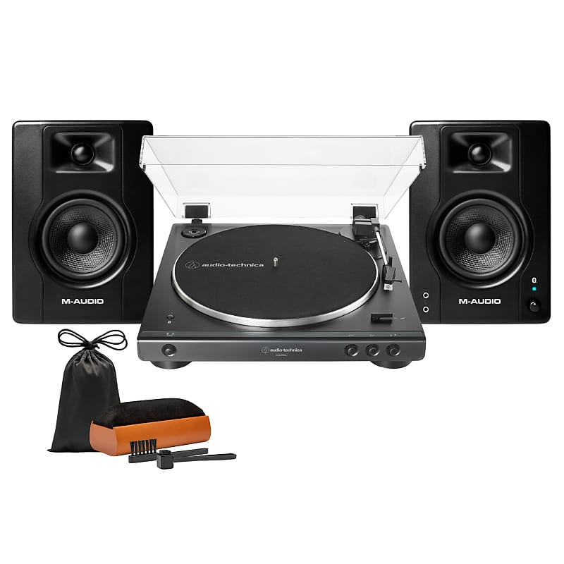 Audio-Technica AT-LP60XBT Bluetooth Turntable - Wireless, Fully Automatic Stereo Record Player with Built-in Phono Preamp Bundle with BX3BT 120W Bluetooth Studio Monitors, and Accessories (3 Items) image 1