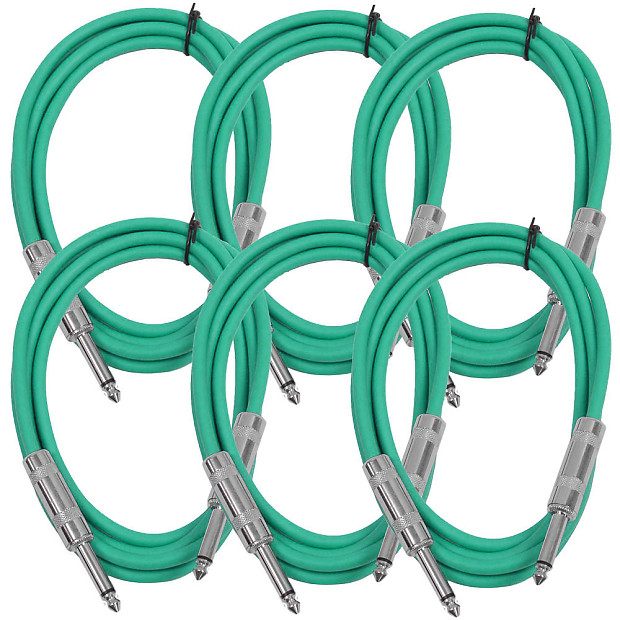 Seismic Audio SASTSX-6GREEN-6PK 1/4" TS Instrument/Patch Cable - 6' (6-Pack) image 1
