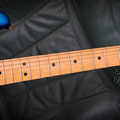 1982 Fender USA The Strat Sapphire Blue sparkle gold hardware maple neck Dan Smith era guitar image 11