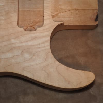 Unfinished Jackson Dinky Style Super Strat Body 2 Piece Alder with a Figured Birdseye Maple 2 Piece Top Double Humbucker Pickup Routes 3 Pounds 1.7 Ounces Chambered Semi-Hollow Very Light! image 6