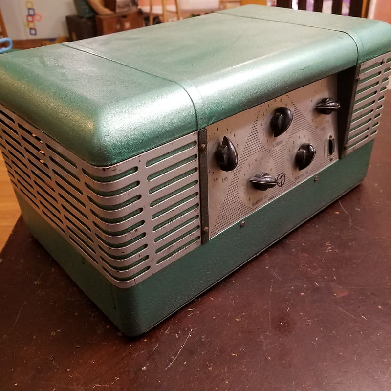 Operadio 1A30 Art Deco Theatre or PA Tube Amp 6L6 6J7 20 Watt 1947 - Wrinkled Green and Grey image 1