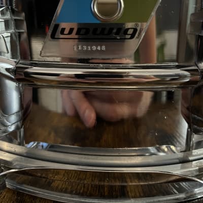 Ludwig  Supraphonic 5x14" 10-Lug Snare Blue/Olive Badge - 70’s image 2