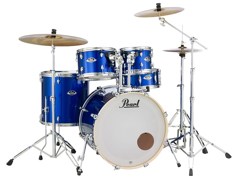 Pearl Export 5-Piece 22" Fusion Drum Kit with Hardware and Sabian Cymbal Pack - High Voltage Blue image 1