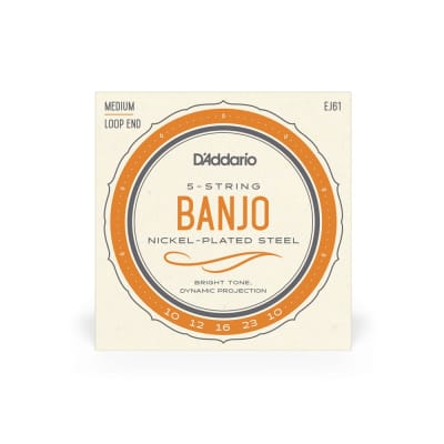 D'Addario EJ61 5-String Banjo Strings, Nickel, Medium 10-23 image 1