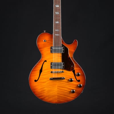 Collings SoCo Deluxe Semi-Hollow Carved Flame Maple and Mahogany Iced Tea Sunburst Custom NEW image 2