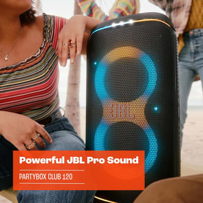 JBL PartyBox Club 120 - Portable party speaker with foldable handle, Powerful Pro Sound, Futuristic lightshow, Up to 12 hours of play time, Splash proof, Dual Mic & Guitar Inputs (White) image 5