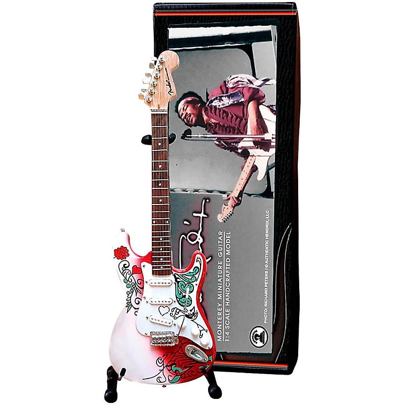 Axe Heaven Jimi Hendrix Monterey Fender Stratocaster Miniature Guitar Replica Collectible image 1