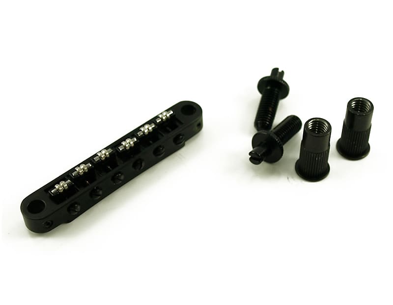 Tonepros TPFR-B Black tunematic roller saddle bridge,  Fits Bigsby B3 B5 B6 B7, Epiphone large hole image 1