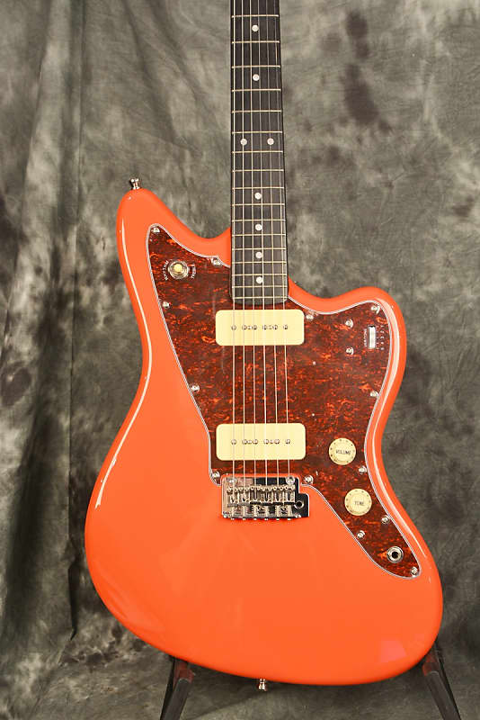 Tagima TW-61 Fiesta Red Offset Jazz Master Electric Guitar Woodstock Dual P-90 Pickups Vibratone image 1