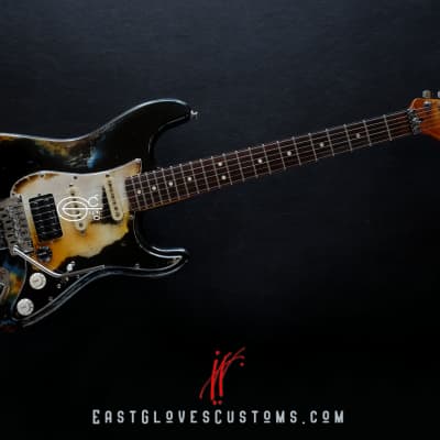 Fender Stratocaster Floyd Rose Black/Blue Heavy Aged Relic by East Gloves Customs[$280 Off for Limited Time Only] image 11