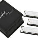 Fender Blues Deluxe Harmonica, Pack of 3, with Case