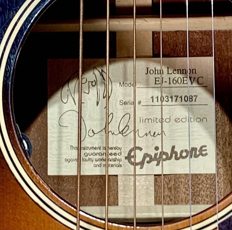 Epiphone EJ-160e/VC John Lennon Limited Edition Electro-Acoustic Guitar +  Case, w/extra K&K fitted pickup