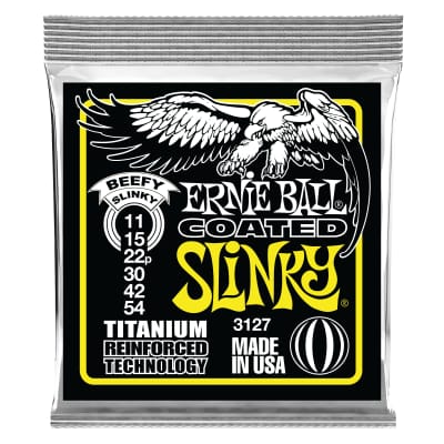 Ernie Ball P03127 Coated Beefy Slinky Electric Guitar Strings, 11-54, Made in USA image 3