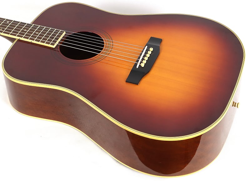 Morris MD507 Solid Top Mahogany Cherry Sunburst Acoustic Guitar