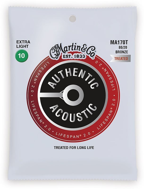 Martin MA170T Authentic Acoustic Lifespan 2.0 Extra Light Strings 10-47 image 1