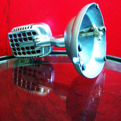 Vintage 1940's Shure 737A crystal super cardioid microphone w period S-36 desk stand PROP DISPLAY image 14