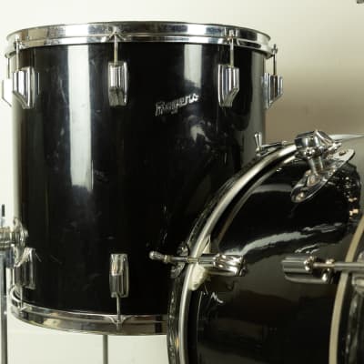 1960s Rogers Jet Black Pearl "Headliner" 14x20 9x13 and 16x16 Drum Set image 2