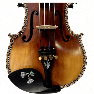 Strad style SONG master bird's eye maple wood 4/4 violin,carving ribs and neck inlay nice shell image 5