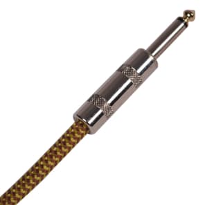 Seismic Audio SAGCRYW-20 Straight to Right-Angle 1/4" TS Woven Cloth Guitar/Instrument Cable - 20"