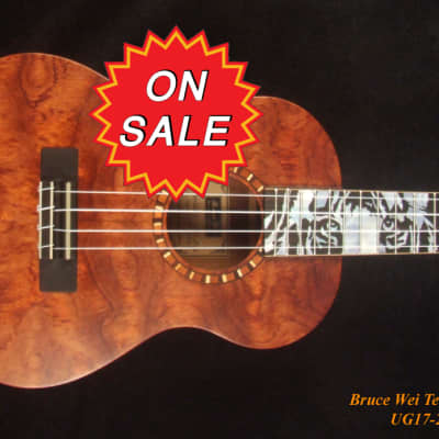 ON SALE - Bruce Wei Solid Rosewood & Mahogany Tenor Ukulele, TIGER Inlay UG17-2973 for sale