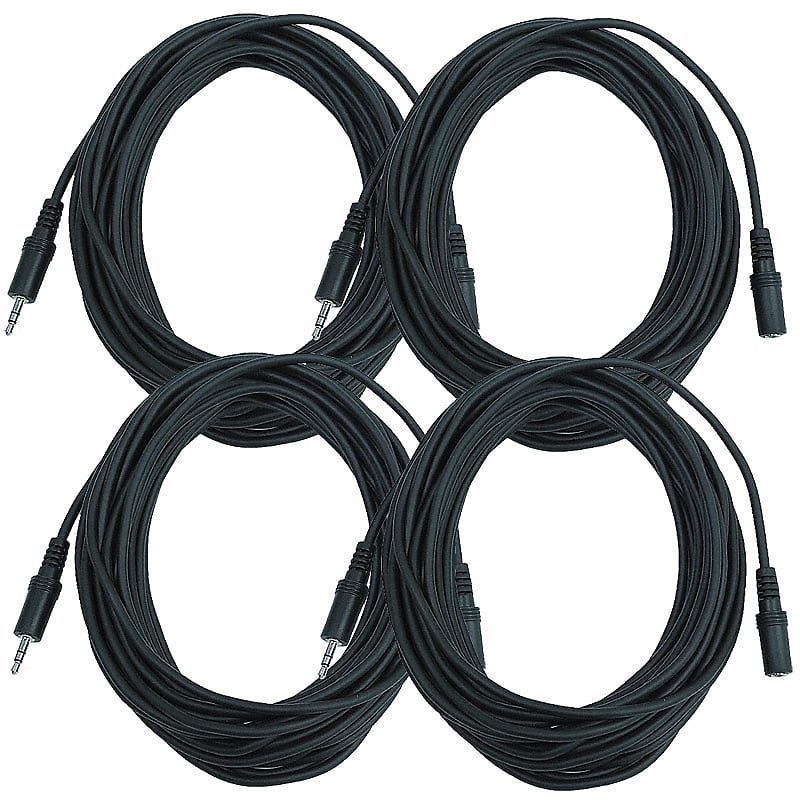 4 Pack 1/8" (3.55mm) 25' Extender Patch Cables for iPod iPhone iPad Android MP3 image 1