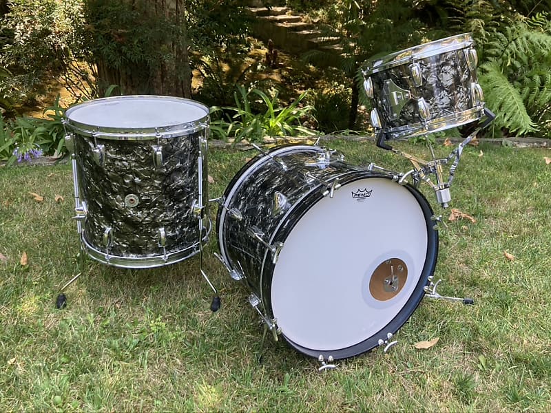 1960's MIJ Zim Gar Drum Kit 12,16,20 Black Diamond Pearl Reverb