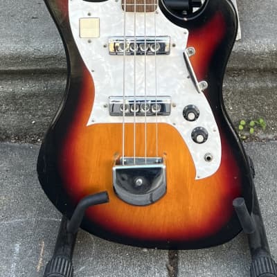 1960s MIJ Rexina Kawai Teisco Short Scale Electric Bass Guitar~Tri Tone Brown Sunburst~Lots of Mojo!~VIDEO! for sale