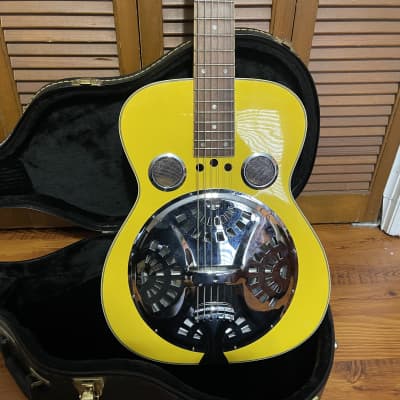 Regal RD-40 Gloss Yellow Squareneck Dobro Guitar and hard case image 2