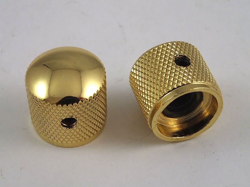 2 Gold Telecaster Knurled Guitar Knobs Vintage Style Screw Reverb