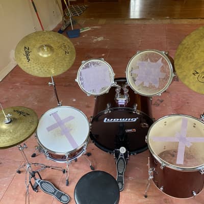 Ludwig Backbeat Red Wine Sparkle with Planet Z cymbals image 2