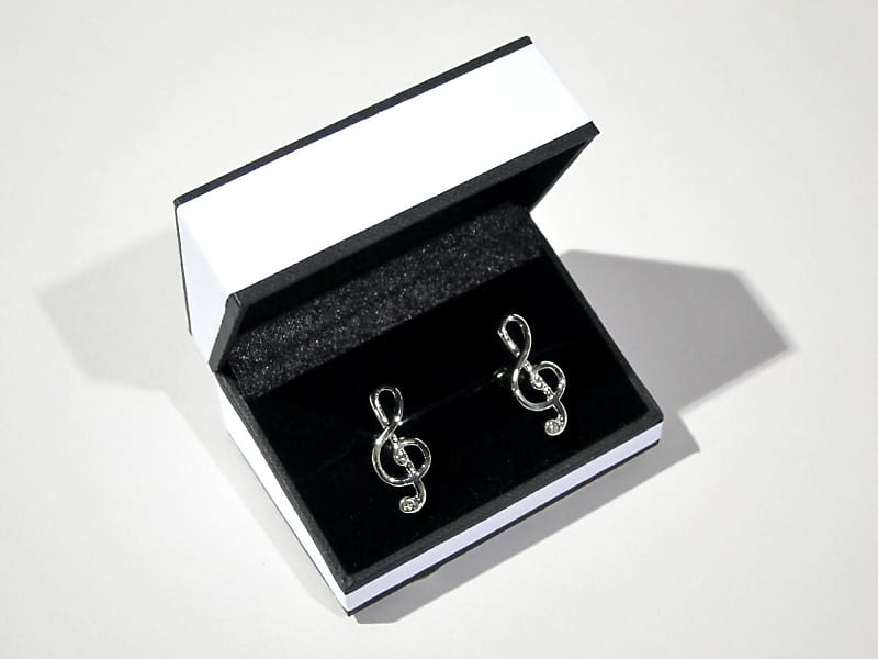 Sterling Silver Plated Cufflinks - Treble Clef image 1